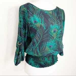 Michael kors peacock print blouse
